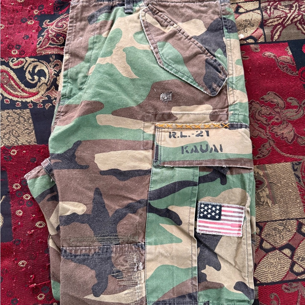 Polo Ralph Lauren Patchwork Woodland Camo/Multi-Color Straight Leg Jeans 35x30 - Picture 14 of 14